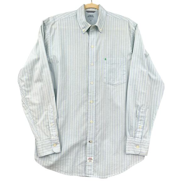 IZOD Saltwater Newport Oxford Striped Long Sleeve Button Down Shirt Mens Medium - Picture 1 of 6